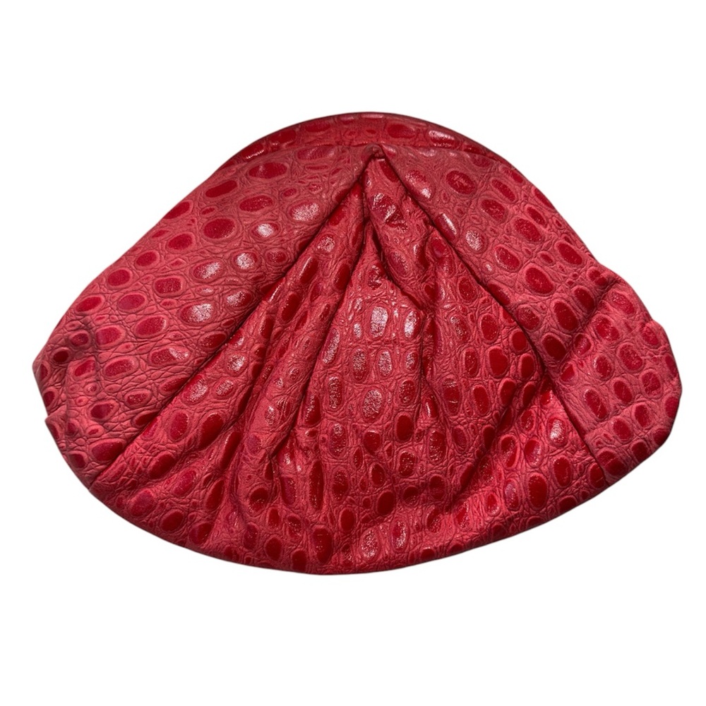 Gorgeous Vintage Red Leather Puff Clutch
